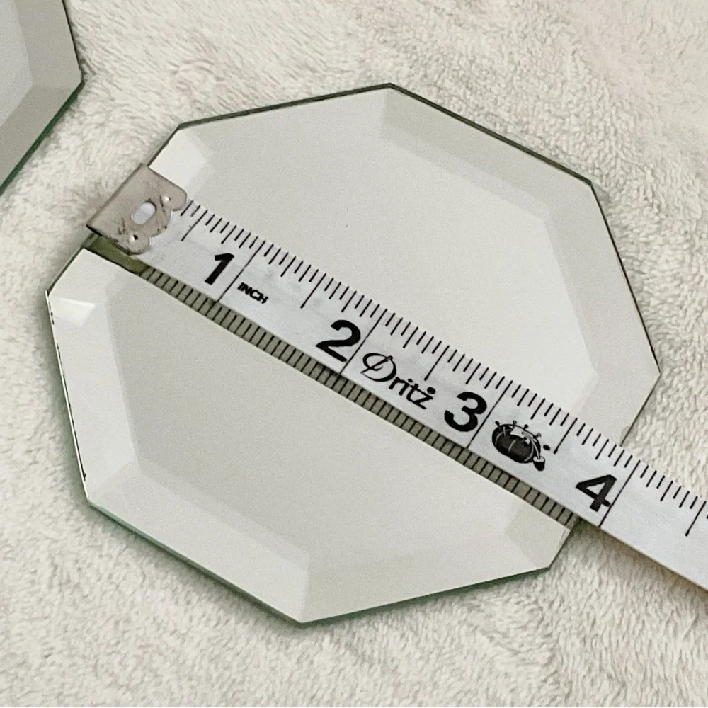 Vintage Beveled Mirror Coasters Set of 2 Octagon Art Deco Vanity Bar Cart Decor